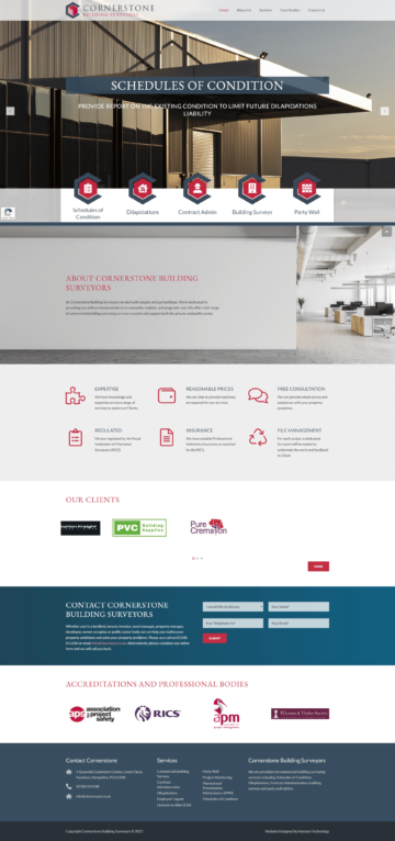 Cornerstone Building Surveyors Website Design by Interpro Southampton Portsmouth Hampshire