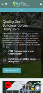 Elite Garden Buildings - Mobile - Web Design Hampshire by Interpro