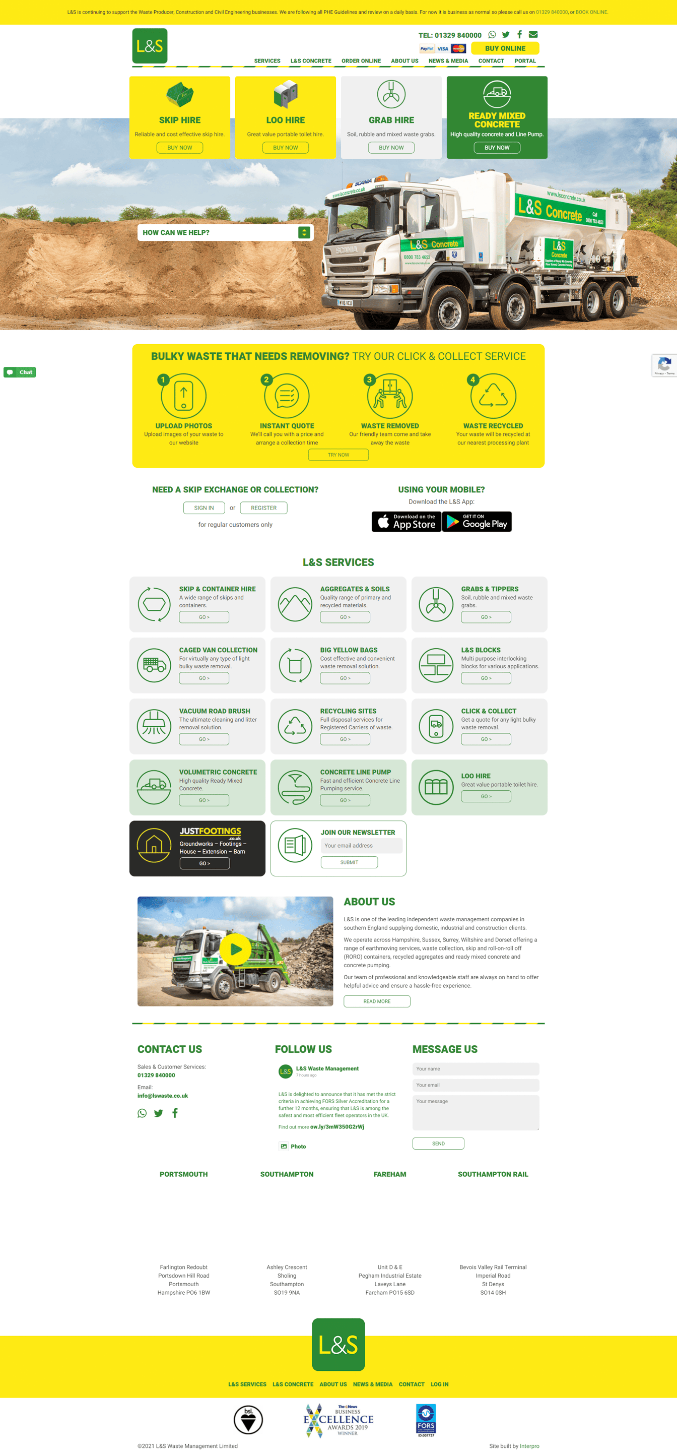 L&S Waste Management Website Design by Interpro Southampton Portsmouth Hampshire